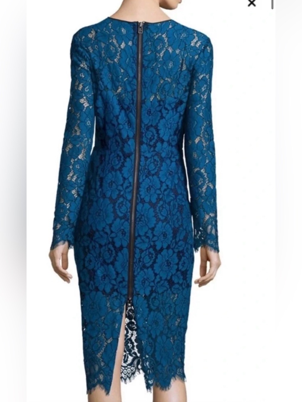 Veronica Beard Gynne Pencil Lace Dress NWT Size 2  Blue $650 Long Sleeve - Picture 2 of 4